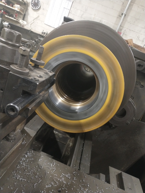 Machining a hydraulic cylinder component in the Shustack's machine shop