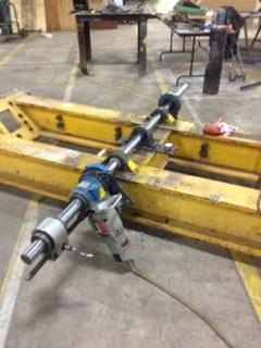 Line boring machine operating in the shop